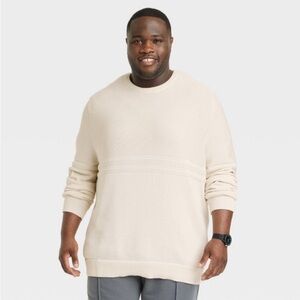 Men's Big & Tall Striped Crewneck Pullover
Sweater - Goodfellow & Co Cream 3XL